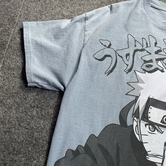 Naruto Shirt Mens Large Shippuden Oversized Naruto Kanji Men's Blue Fog 2002 - Picture 8 of 14